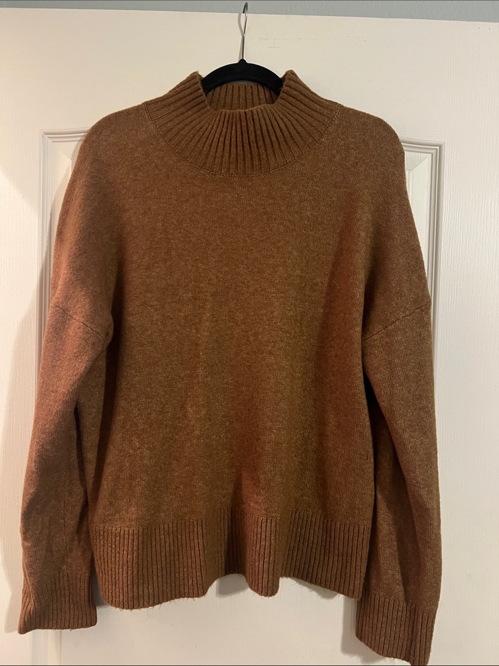 LOFT Tan Oversized Funnel Neck Sweater